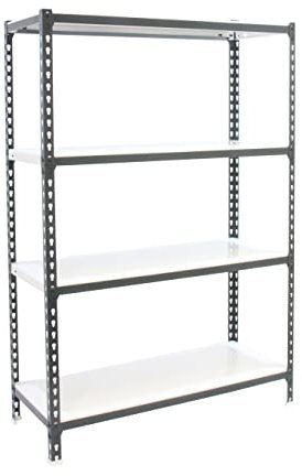 PROREGAL Schwerlastregal MID Metal Shark | HxBxT 150x80x30cm | Fachlast 180kg | Anthrazit-Weiß | Regal Standregal Werkstattregal Lagerregal Kellerregal