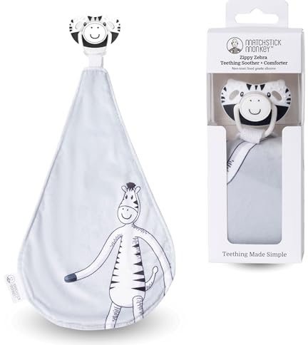 Matchstick Monkey All in One Schnuller, Beißring und Tröster – Kiefergerechter Sauger und antimikrobieller Schutz, geeignet für Neugeborene, Zippy Zebra