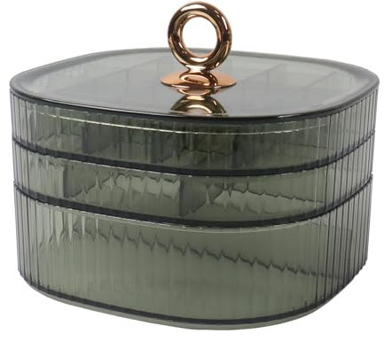 Gzsekken Jewellery Storage 3-Layer Acrylic Jewelry Organiser,Portable Multifunction Necklace Holder Travel Accessory Plastic Box with Compartments for Women Girls