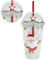 Gobelet à eau réutilisable à paillettes avec paille et couvercle - 450 ml - Pour cadeau de fête de Noël - Gobelet à paillettes à double paroi
