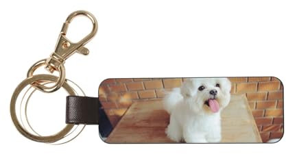 InOmak Malteser Hund, PU-Leder-Schlüsselanhänger, Schlüsselanhänger, Schlüsselring, Ringhalter, Organizer, 1 Stück