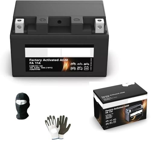 KOMPATIBEL MIT Kawasaki Vulcan S Cafè ABS 650 pro Jahr 2017 al 2019 YTZ10S FA1140 AGM-Batterie GELADEN UND EINSATZBEREIT AKTIVE BATTERIEN 8,6 AH 12 Volt 150X88X93MM 150A
