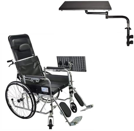 Einstellbar Rollstuhl Schoßtablett Zum Schreiben, Lesen, Essen Und Ausruhen, Rollstuhl-Schreibtisch Aufzug, Drehen Und Falten Rollstuhl-Tablett Arbeitstisch, Schwarz