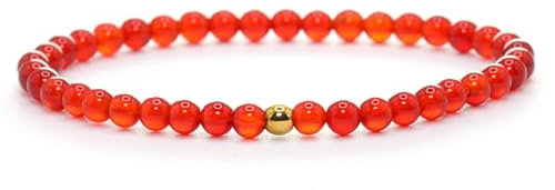 Echtes Karneol Edelstein Armband mit 4mm Perlen - verschiedene Längen - Heilstein Schutzstein Talisman Glücksbringer Geschenk (Karneol, 20CM)