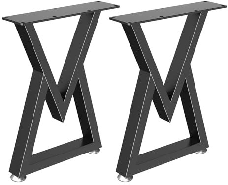 GUOHNHE Lot de 2 Pieds de Table Métal, Jambes de Meubles Industriel, Base de Bureau DIY en Fer pour Banc, Canapé, Plan de Travail, Noir, 41.5 x 30 x 7 cm, SGV001B
