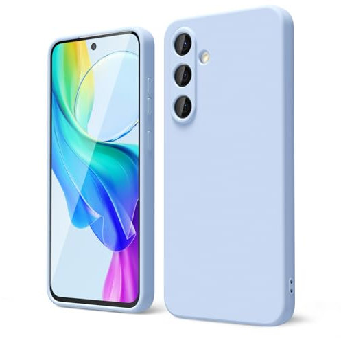 oakxco for Samsung Galaxy S25 Case Silicone, Thin Slim S25 Phone Case for Women Men, Aesthetic Solid Color, Soft Rubber Gel Plain Protective Bumper Grip, Light Blue