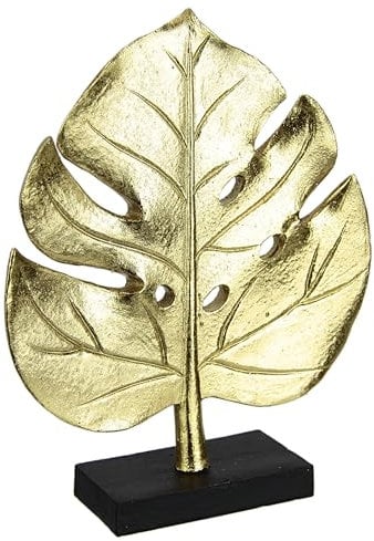 Flair Flower Blatt-Statue Blattskulptur goldenes Blatt 24cm Figur Skulpturen Blätter Deko Ornament Kreative Abstrakte Moderne Kunst Dekofigur Minimalistische Statue Geschenk, Splitphilo