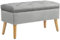 HOMCOM Sitzbank mit Stauraum, Polsterbank mit Deckel, Bettbank mit Samtoptik, für Flur Schlafzimmer Wohnzimmer, Gummiholz 80 x 35 x 40 cm Grau