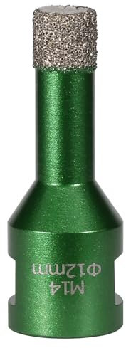 Vearter 12mm Trocken Fliesenbohrer, M14 Gewindeanschluss Vakuumgelötete Lochsäge Diamantbohrer für Mauerwerk, Bohrkrone für Fliesen, Marmor, Granit, Porzellan, Beton und Quarzstein