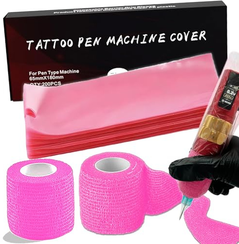 Lot de 202 housses de poignée de tatouage Unihuby - 2 bandes adhésives et 200 sacs jetables pour tatouages