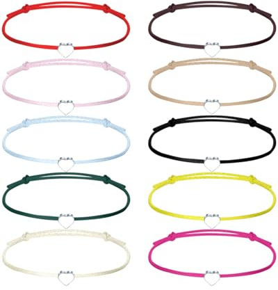 TPZORJX Herz Freundschaftsarmband, 10 Stück, Armband für Frauen und Mädchen, Größenverstellbar