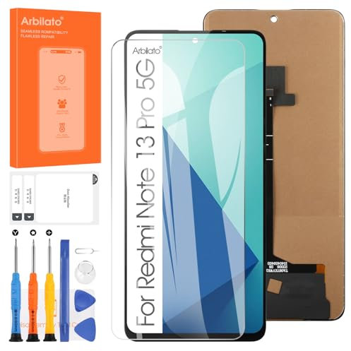 Arbilato Écran LCD pour Xiaomi Redmi Note 13 Pro 5G LCD Écran Tactile Digitizer Verre Assemblé Remplacement avec Réparation Kit (Noir)