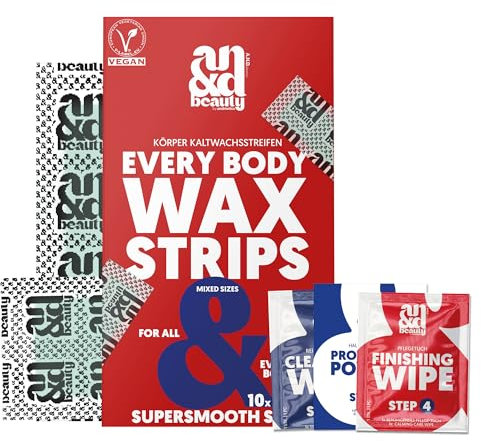 ANDbeauty Body Wachsstreifen Damen & Herren | Für Beine, Arme, Achseln & mehr | Kaltwachsstreifen in verschiedenen Größen | Sanft & effektiv | Vegan & dermatologisch getestet