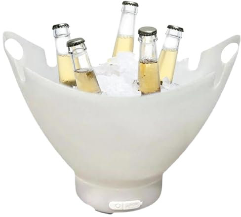 Seau à glace LED avec haut-parleur – Refroidisseur de champagne lumineux pour bouteille de boisson, seau à champagne avec haut-parleur pour glace, glacière lumineuse, récipient de boisson de grande