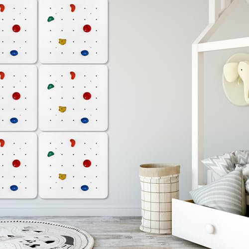 OliwoodCnc Kletterwand für Kinder, Klettergerüst Indoor, Weiße Kletterpaneele, Klettern mit Klettergriffe, Kinderzimmer Kletterwand, 1 St