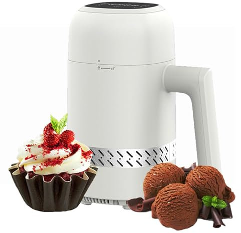 Gelatiera 6-in-1 Intelligente con Display A LED - 300ml Senza Pre-Raffreddamento E 90-min Congelamento Rapido, Ultra Silenzioso Dessert Maker per La Famiglia Bambini DIY (Senza Bpa, Bianco)