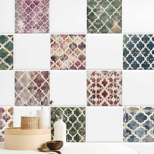 GRAZDesign Fliesenaufkleber Vintage Marokko 10-teiliges Set Selbstklebende Retro Klebefliesen für Küche & Bad - 15x20cm / 50 Stück