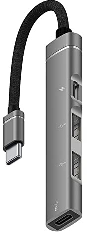 Pqahffowr para Android Teléfono Móvil Ordenador Tableta Portátil PD Carga Hub Tipo-C USB C Extensión Dock, Gris