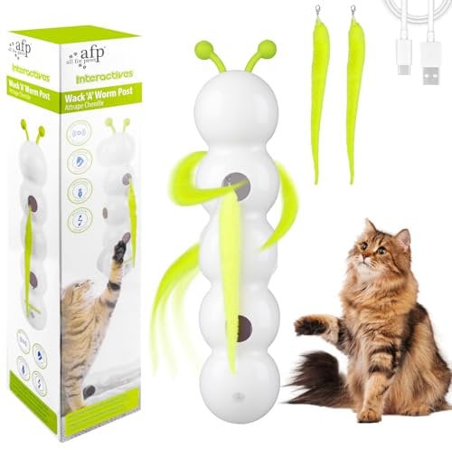 Vibbang Wusel Wurm Katzenspielzeug, Interaktives Wuselwurm-Spielzeug für Katzen, Smart Motion Haustierspielzeug mit Wurmdesign, Wand & Fenster Montiert Katzenspielzeug für kleine mittelgroße