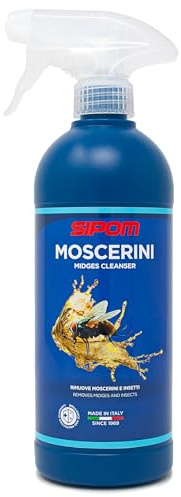SIPOM MOSCERINI Rimuovi Insetti Auto Spray 500ml | Detergente Moscerini per Carrozzeria, Parabrezza e Fari | Scioglie Insetti Secchi e Sporco Ostinato | Non Danneggia la Vernice | Made in Italy