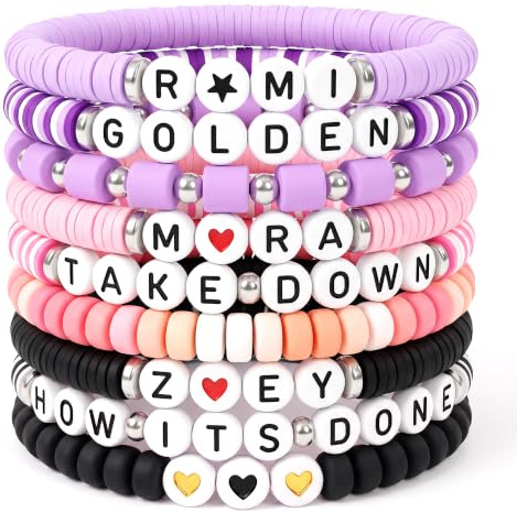RZCOMP for Korea-Pop Merch Inspirierte Armbänder,9 Stück stapelbare Stretch Armbänder für Korea-Pop Fans Cosplay Outfit Geschenke Accessoires Schmuck Geburtstag Weihnachten