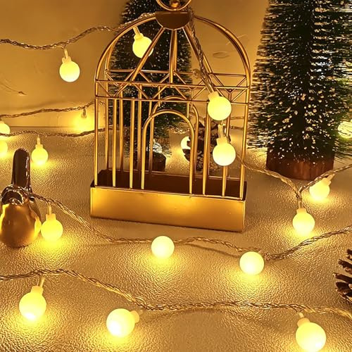 Toyone Lichterkette Batterie mit Blinkmodus，3M 20 LED Lichterketten Kugeln, IP44 Wasserdicht für Innen & Außen – Deko für Weihnachten, Zimmer, Hochzeit, Garten, Romantische Atmosphäre(Warmweiße)