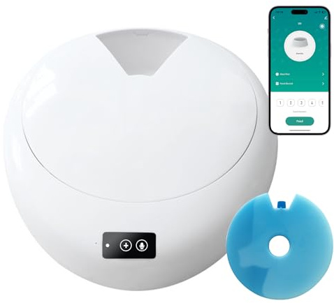 Timisea Distributeur automatique de nourriture humide pour chat avec contrôle par application – Gamelle intelligente avec minuterie, fonction de conservation, enregistrement vocal et détection de puce