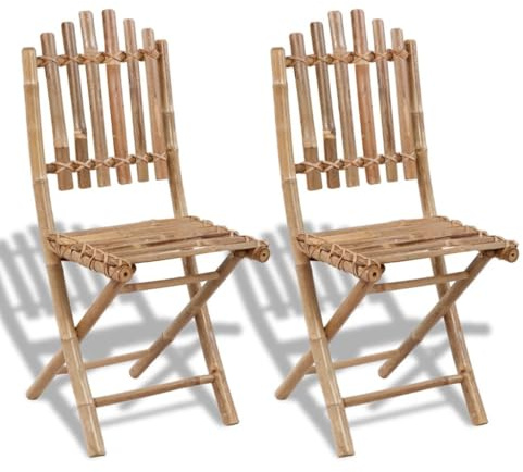 IBUQDDV 2 Klappstühle aus Bambus, Faltbare Gartenstühle Set für Terrasse, wetterbeständige und wasserfeste Esszimmerstühle im Freien, platzsparend und langlebig, robuste