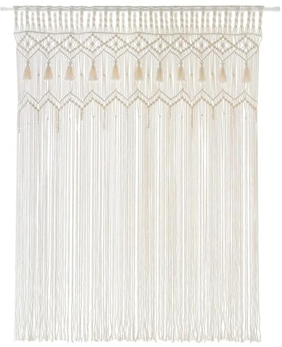 Whychstore Rideau de porte en coton tissé à la main, décoration bohème filtrant la lumière pour fenêtres et portes, 135 x 200 cm, blanc ou noir