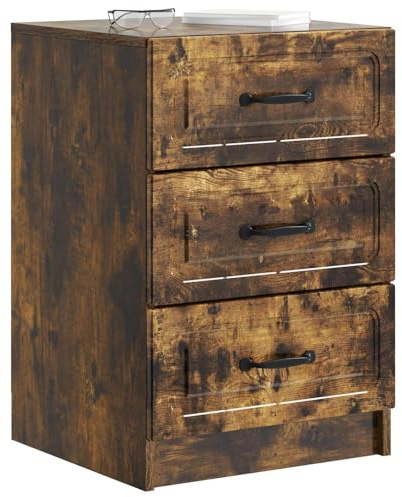 vidaXL Nachttisch Geräucherte Eiche 43 x 41 x 63,5 cm Holzwerkstoff, Schlafzimmermöbel, Vintage Nachttisch mit viel Stauraum, rechteckig, platzsparender Tisch, Dekoständer für Deko