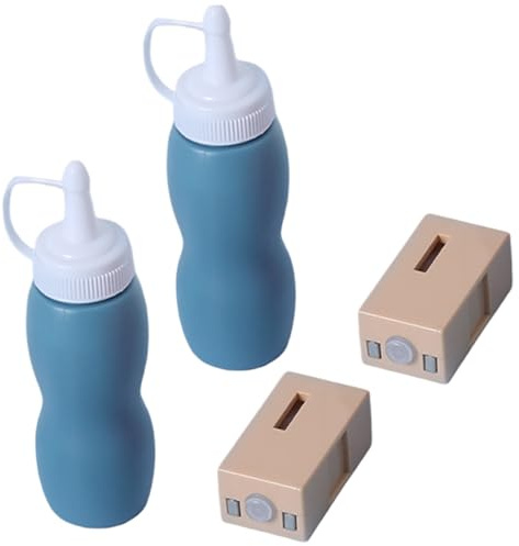 Faroby Verneblermaschine für Kinder, Blauer Seifenblasen-Nebelstab, LED-Lichter und Geräusche – inklusive 2 Blasen-Nachfülllösungen, 2 Verneblern und interaktiven Handschuhen