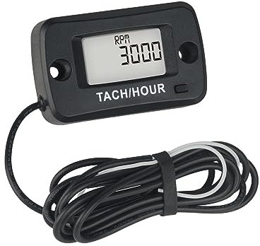 Jayron JR-HM019R Digital LCD Waterproof Gasoline Engine Hour Meter Tachometer Maintenance Meter for Paramotors,Chainsaws,Generators,Mowesr,Model Boats
