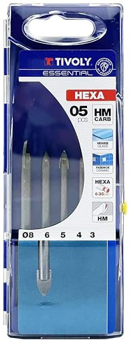 Tivoly 12000770001 Coffrets 5 Forets Verre Technic, Queue Hexa, Ø3, 4, 5, 6, 8mm