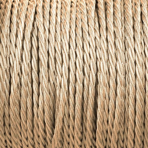 LEDSone 5m 3 Core Braided Flexible Fabric Wire Light Gold Flex Cable Antique Twisted Cable 3 Conductor 16.4ft Braided Electrical Cord Flex Cord Italian Braided for DIY, Lighting Other Appliances