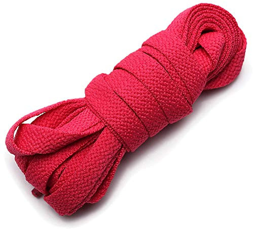 ANUFER Piatto 9mm Largo Colorato Lungo Lacci delle Scarpe per Scarpe Sportive Stivali P11 Fucsia 130cm