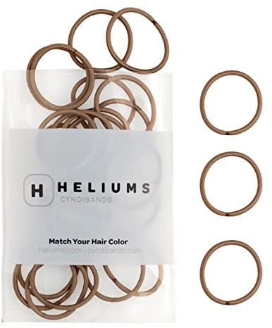 Heliums Small Hair Bands - Light Brown - 2mm Hair Ties, 48 Count, 2.5cm Mini Hair Bobbles for Small Ponytails, Braids and Kids
