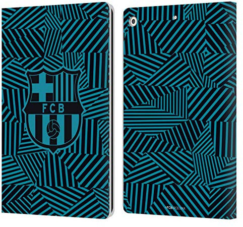 Head Case Designs Licenciado Oficialmente FC Barcelona Negro 2017/18 Crest Carcasa de Cuero Tipo Libro Compatible con Apple iPad 10.2 2019/2020/2021