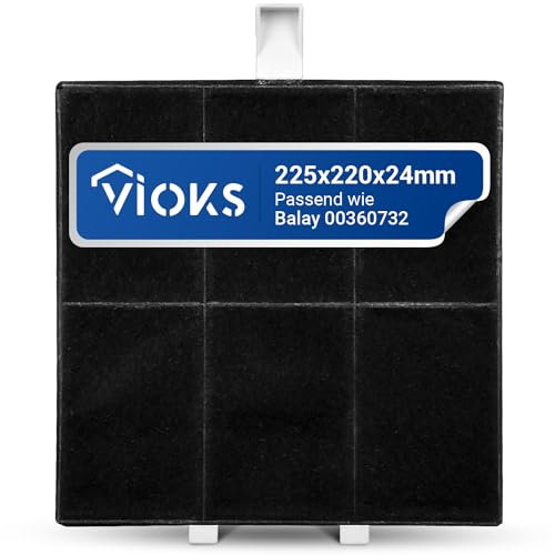 VIOKS Kohlefilter Dunstabzugshaube 225х220х24mm Ersatz für Balay Dunstabzugshaube Filter 00360732 AA260112 DHZ5186 LZ51851 Z5116X1 & Aktivkohlefilter Dunstаbzugshaube/Filter für Dunstаbzugshaube