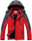 Memoryee Herren Ski Jacke Warmer Gefüttert Winter Fleece Mantel Wasserdichter mit Abnehmbarer Kapuze Outdoorjacke/Red/M