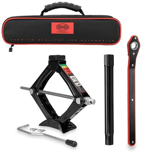 Heyner Germany Heavy Duty Car Scissor Jack With Ratchet Black Edition Vehicle Lifting Tool Emergency (1.5 Ton)