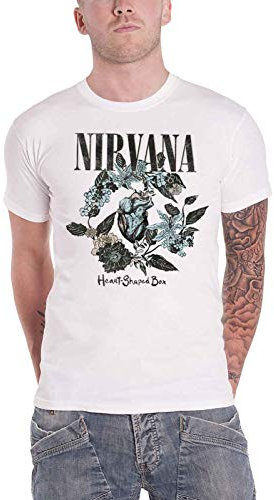 Nirvana Heart Shape Box Männer T-Shirt weiß L 100% Baumwolle Band-Merch, Bands