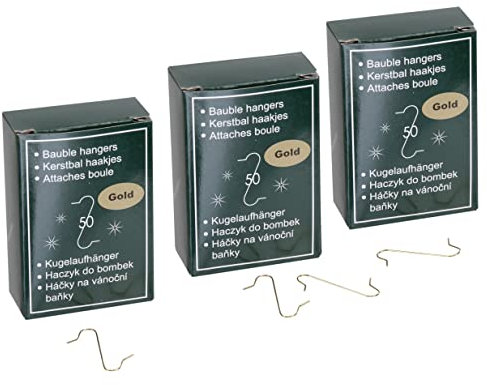 MIK Funshopping 150 pezzi ganci a S per albero di Natale, gancio rapido per palline di Natale, 33 mm (oro)