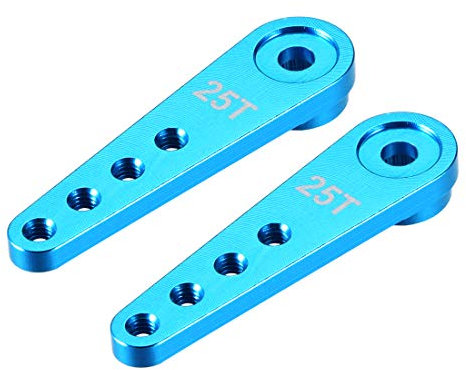 sourcing map 2Stk. Aluminium 25T Servo Horn für Futaba Savox RC Modell Auto Boot blau