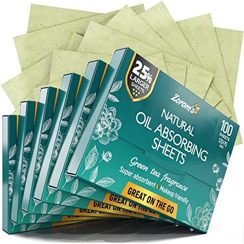 XL Oil Blotting Sheets for Face – 6pk/600 Makeup Friendly – High Absorbency