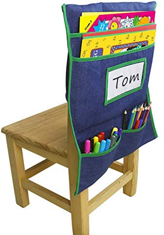 Back Chair Pockets Chairback Buddy Pocket Chart Desk Chair Seat Back Organizer Classroom Supplies Seat Storage Student Name Tag Seat Storage Kids School Nursery Chair Caddy Bag Child Daycare Seatback