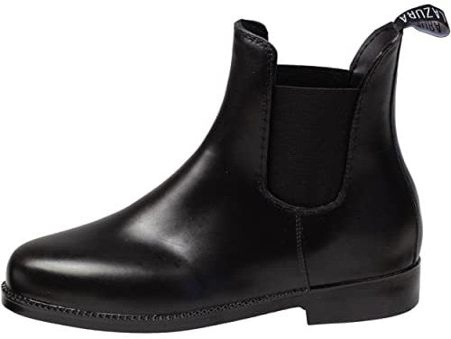 Lazura - Jodhpur Reitstiefelette Basic | Kinder Stiefeletten | mit Elastikeinsatz & Pull-On | schwarze Chelsea Boots aus Kunstleder | Reitschuhe für Jungen & Mädchen in Größe 35