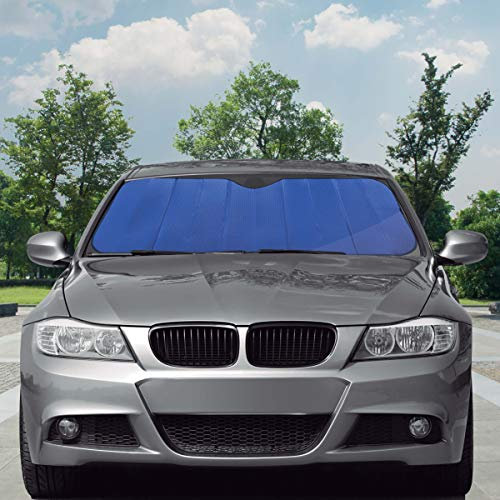 S SUMEX Parasol Coche Parabrisas Delantero, Plegable Protección Rayos Solares y UV 145 cm x 70 cm Azul Mate