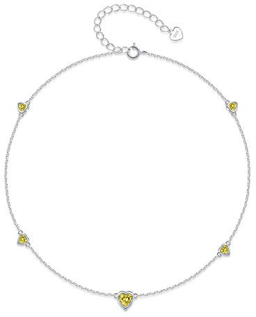 Step Forward Sterling Silber Knöchel Armbänder für Frauen November Monatsstein Geburtsstein Fußklets Gelbes Herz Stein Geburtstagsgeschenk Schmuck für Mädchen