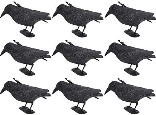 Novatool 9X Taubenschreck Kunststoff-Rabe zur Taubenabwehr mit Stock und Füßen Schwarz Lockvogel für die Jagd Krähe Attrappe Abwehr von Tauben Rabe Abschreckung Spatzen vertreiben Krähenlocker