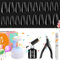 Beetles Easy Gel Tips Nail Extension Kit - 2 in 1 Glue Base Coat, Pre-shaped Medium Coffin Nails, UV LED Lamp, Acrylic Clipper for DIY Manicure Art